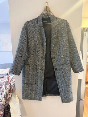 Madewell Herringbone Coat in Black & White